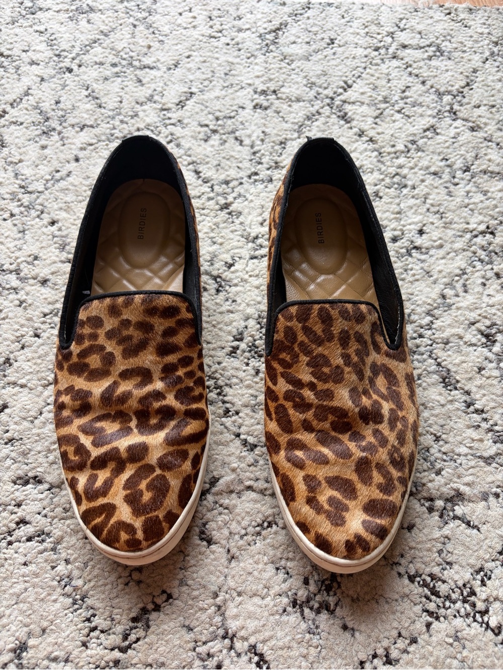 Birdies Leopard Print Slip-On Flats in Brown and Black